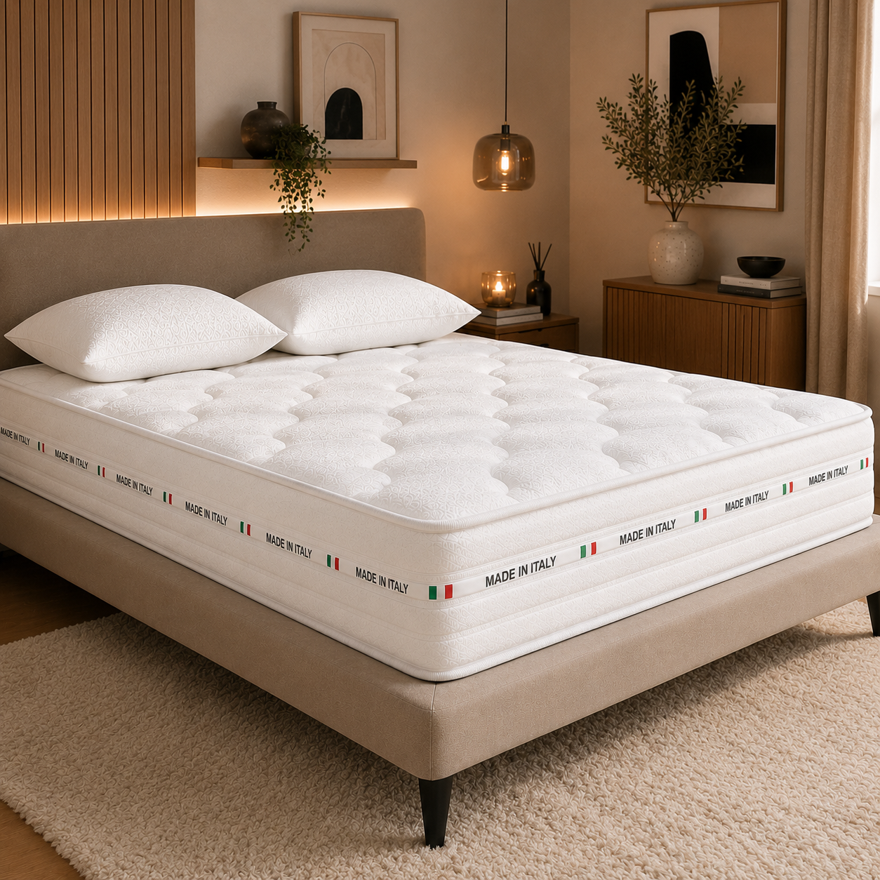 Materasso Memory White Ortopedico Altezza 25 cm – Antiacaro, Anallergico, Traspirante + 2 CUSCINI OMAGGIO