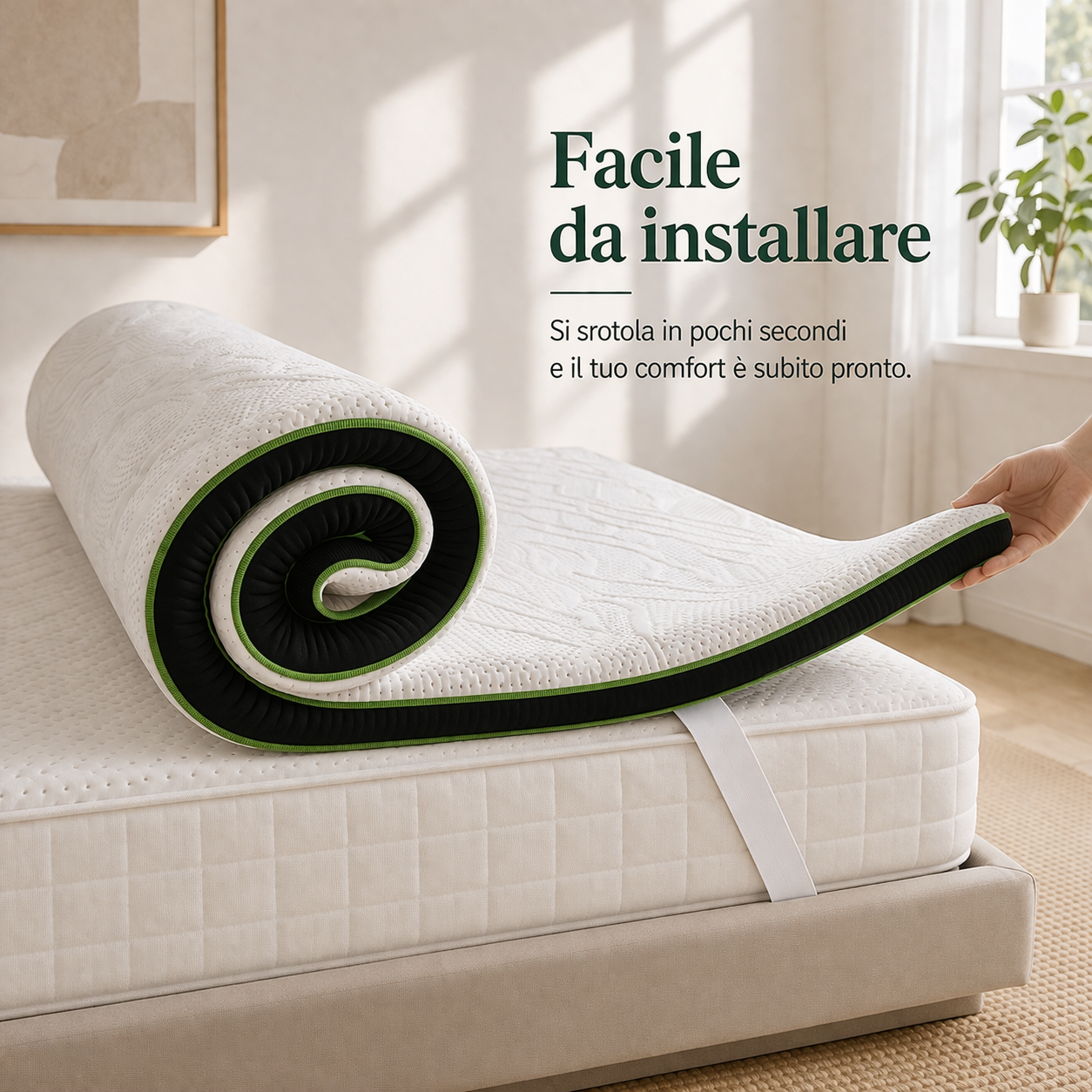 Topper Memory Altezza 7cm SFODERABILE Memory Foam a 11 Zone Differenziate