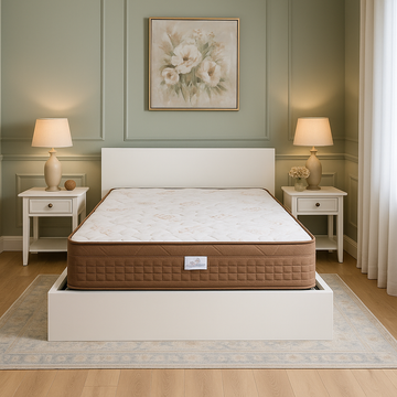 Materasso Memory Foam 2 Strati Fisso Tessuto Biocotton H25 Con Fascia Perimetrale Di Velluto Marrone