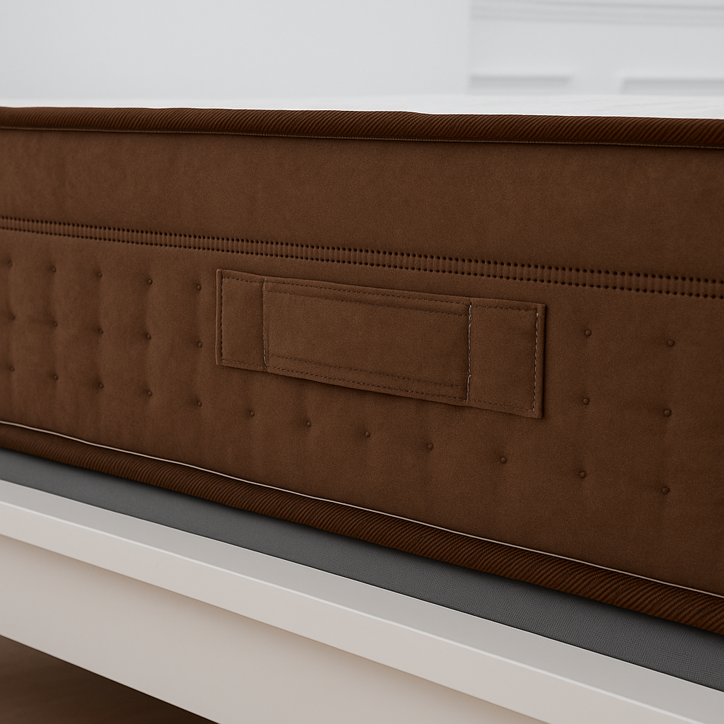 Materasso Memory Foam 2 Strati Fisso Tessuto Biocotton H25 Con Fascia Perimetrale Di Velluto Marrone